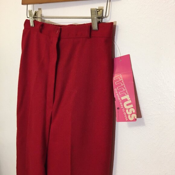 Vintage 70s 80s NWT RUSS Red Dress Pants High Waist Mom Grandma ILGWU (IB) - Picture 8 of 16